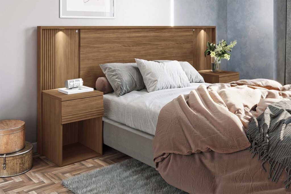 Cabeceira casal com 2 mesas de cabeceira Montagem de Cabeceira casal com 2 mesas de cabeceiraem Jaraguá do Sul